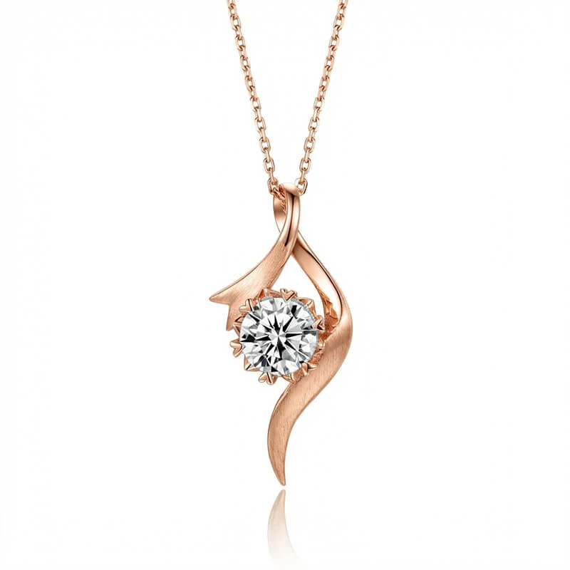 Solitaire Snowflake Six Prong Gold Moissanite Necklace - Image 3