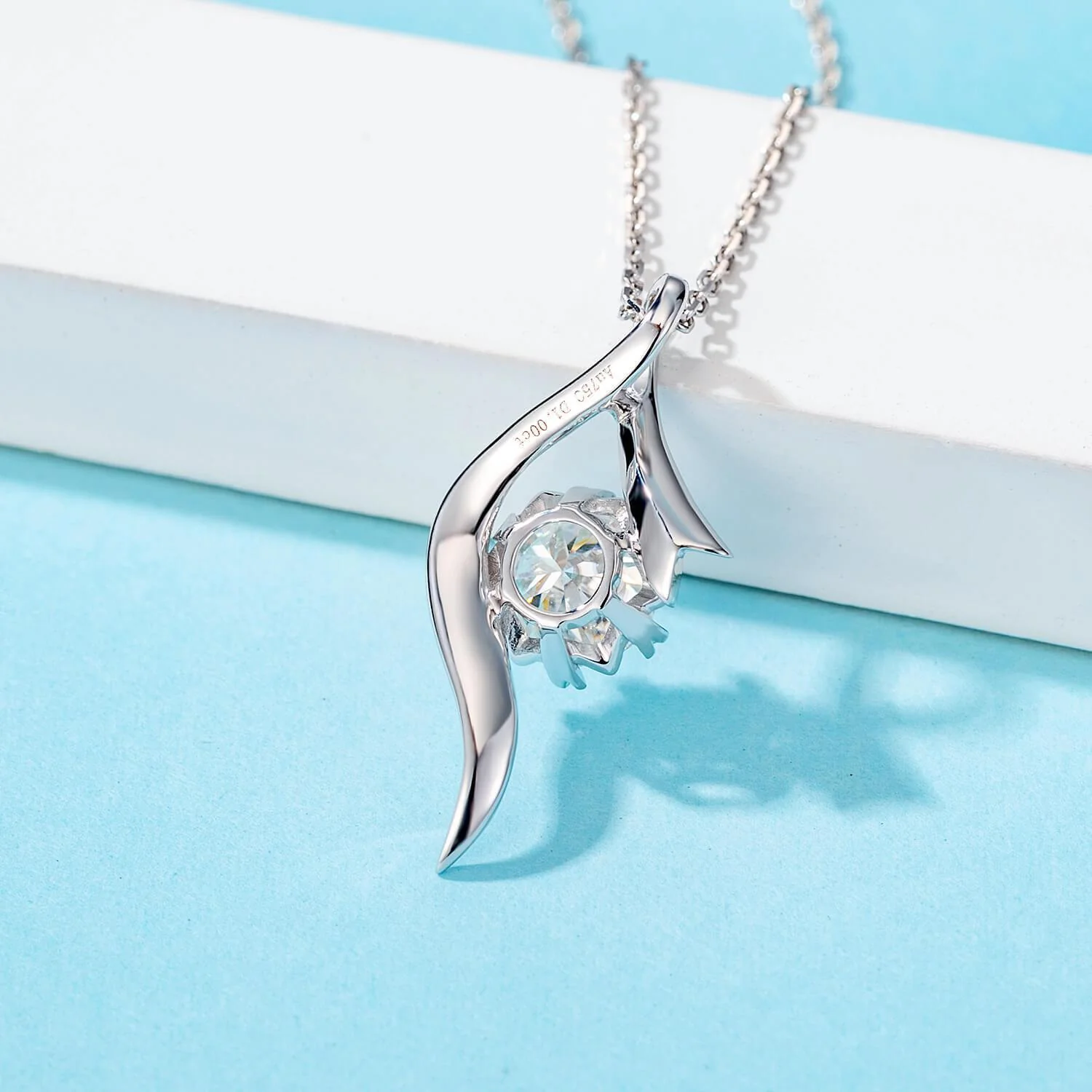 Solitaire Snowflake Six Prong Gold Moissanite Necklace - Image 7