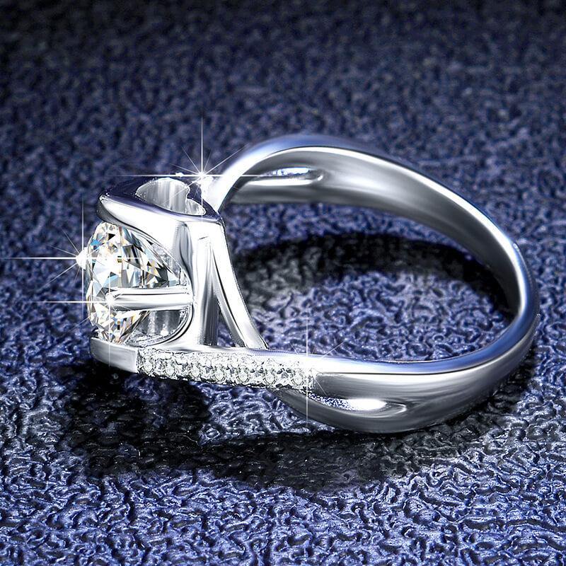 Angel kiss Round Moissanite Sterling Silver Ring - Image 8