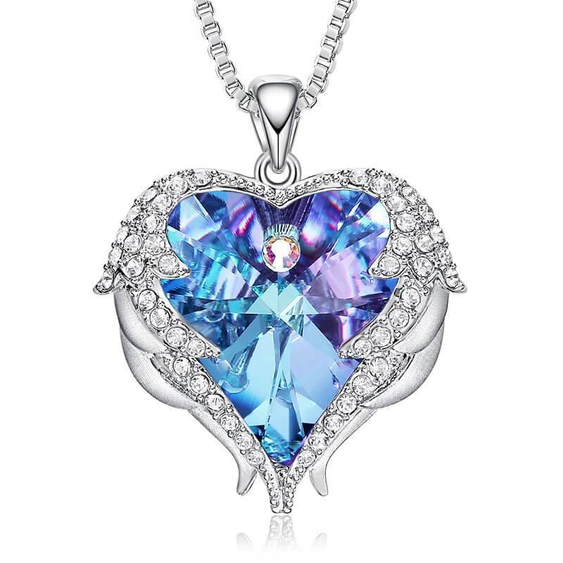 Angel Wings Heart Crystal Halo Necklace - Image 10