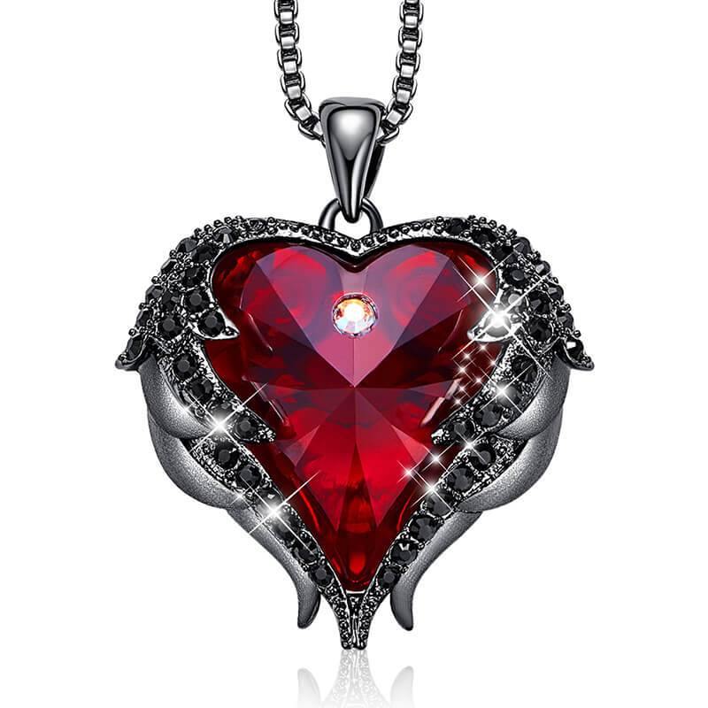 Angel Wings Heart Crystal Halo Necklace - Image 11