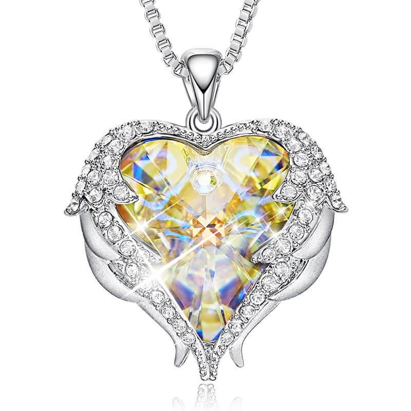 Angel Wings Heart Crystal Halo Necklace - Image 12