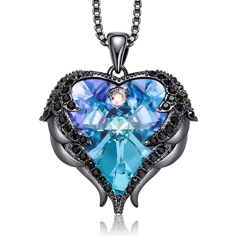 Angel Wings Heart Crystal Halo Necklace - Image 13