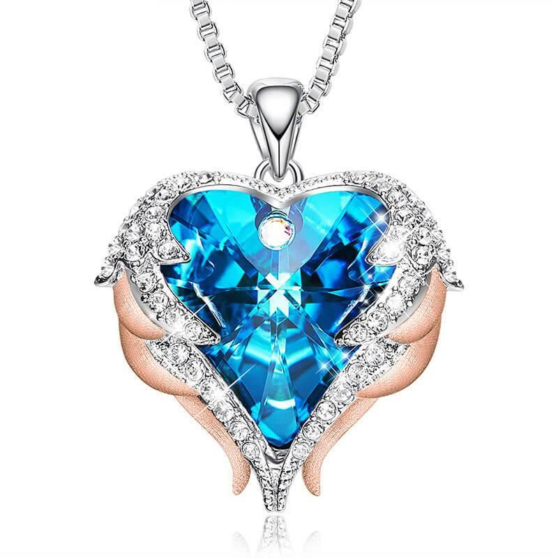 Angel Wings Heart Crystal Halo Necklace - Image 15