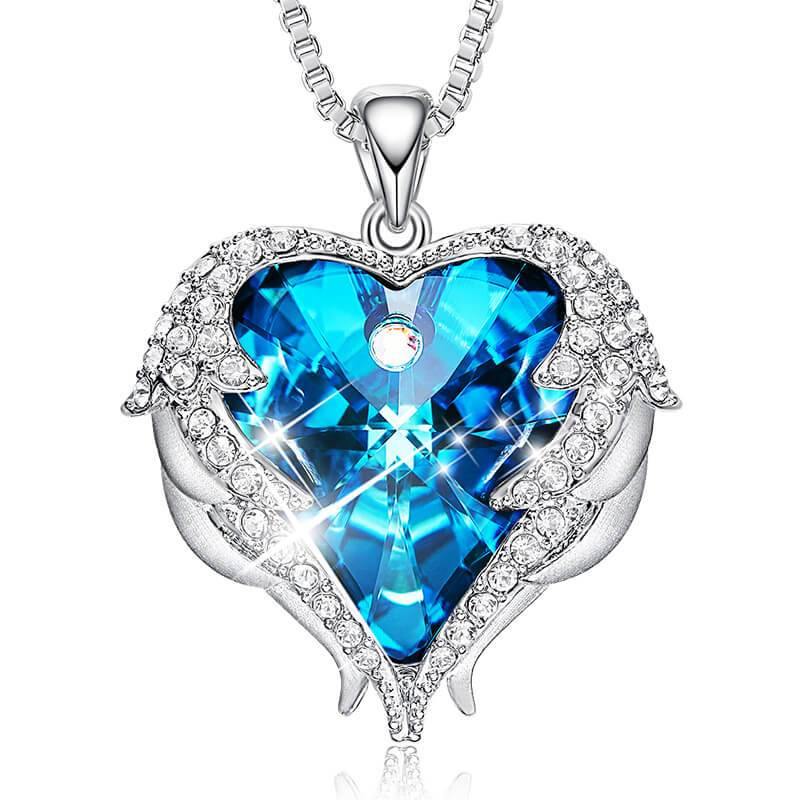 Angel Wings Heart Crystal Halo Necklace - Image 16