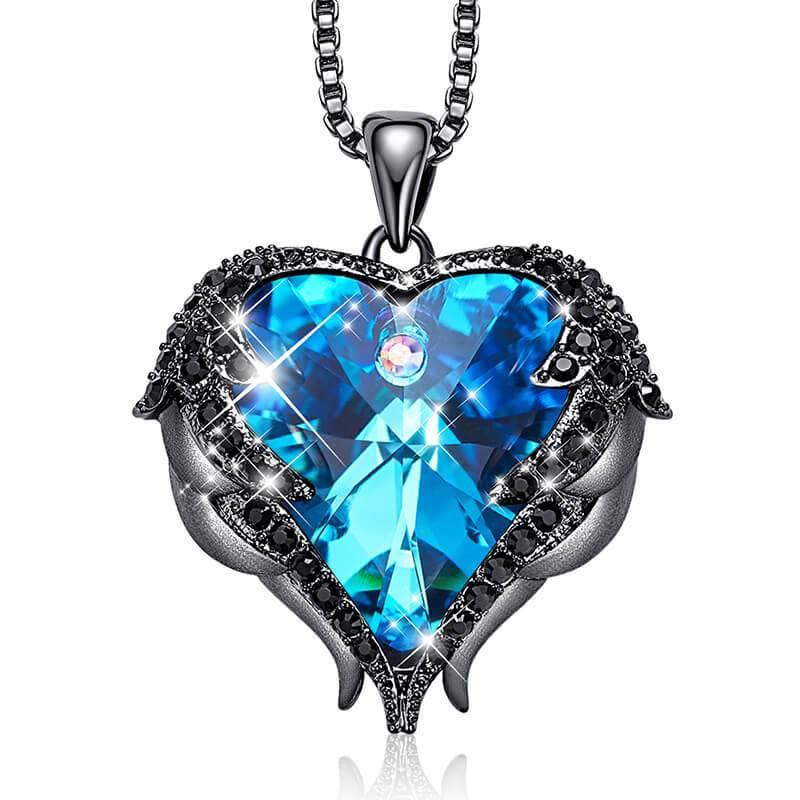 Angel Wings Heart Crystal Halo Necklace - Image 17