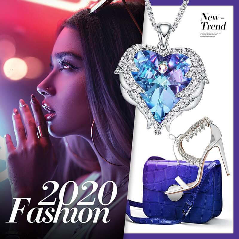 Angel Wings Heart Crystal Halo Necklace - Image 4