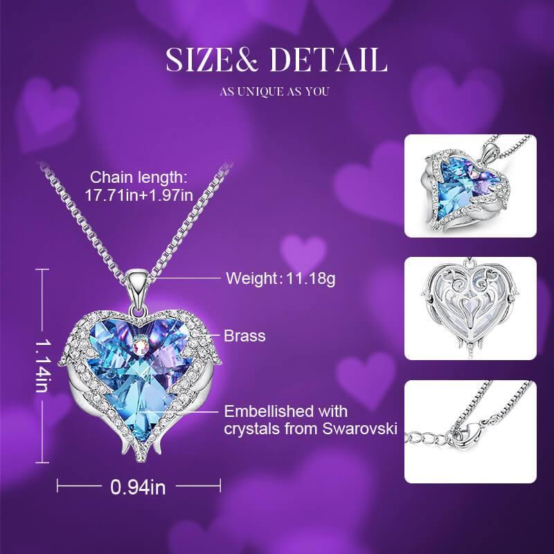 Angel Wings Heart Crystal Halo Necklace - Image 5