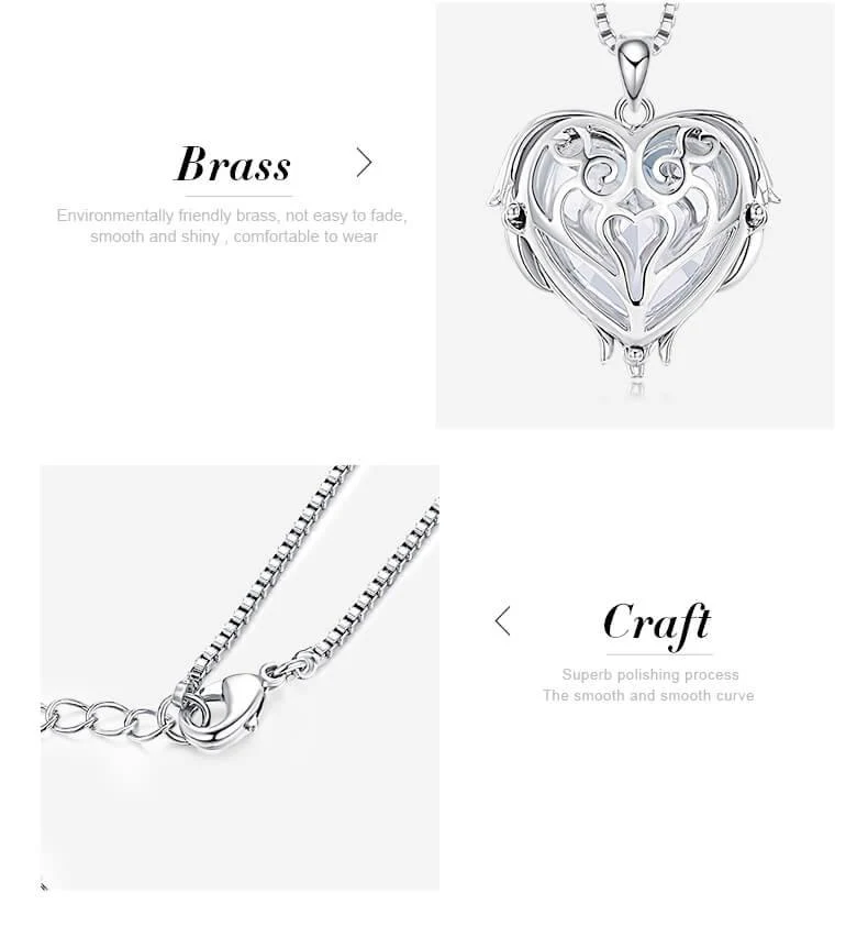 Angel Wings Heart Crystal Halo Necklace - Image 7