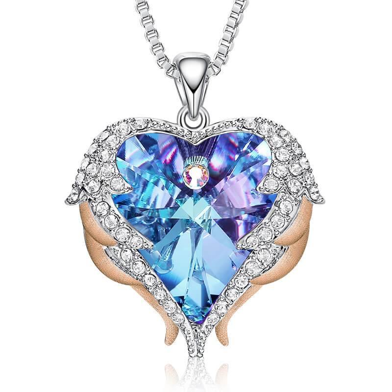 Angel Wings Heart Crystal Halo Necklace - Image 8