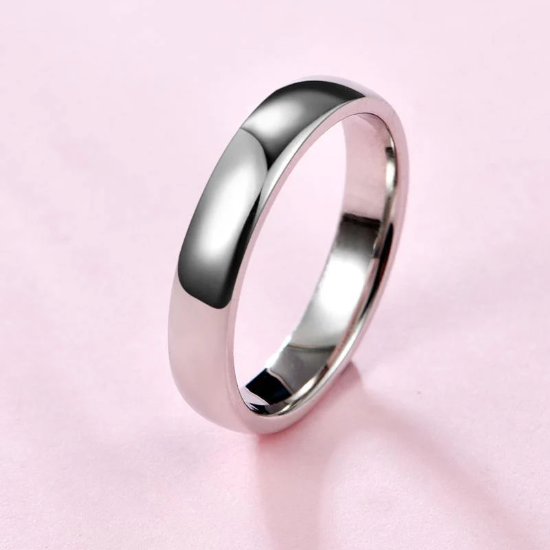 Moissanite High Polish Plain Dome Sterling Silver Wedding Band Ring - Image 3