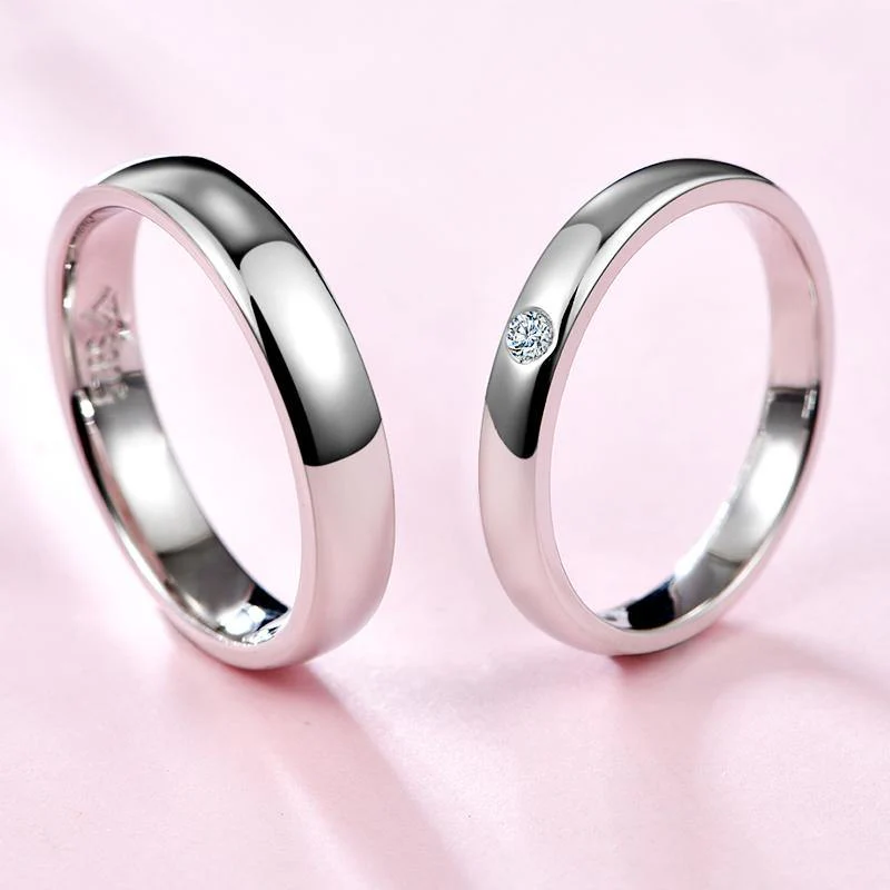 Moissanite High Polish Plain Dome Sterling Silver Wedding Band Ring - Image 6