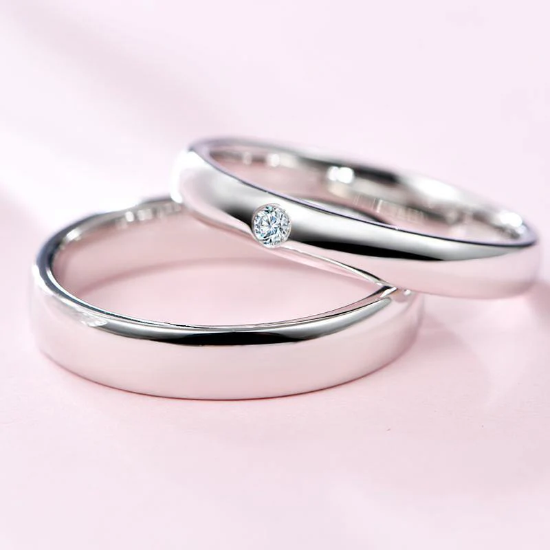 Moissanite High Polish Plain Dome Sterling Silver Wedding Band Ring - Image 7