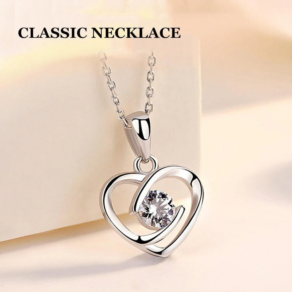 Round Moissanite Heart-Shaped Sterling Silver Necklace - Image 7