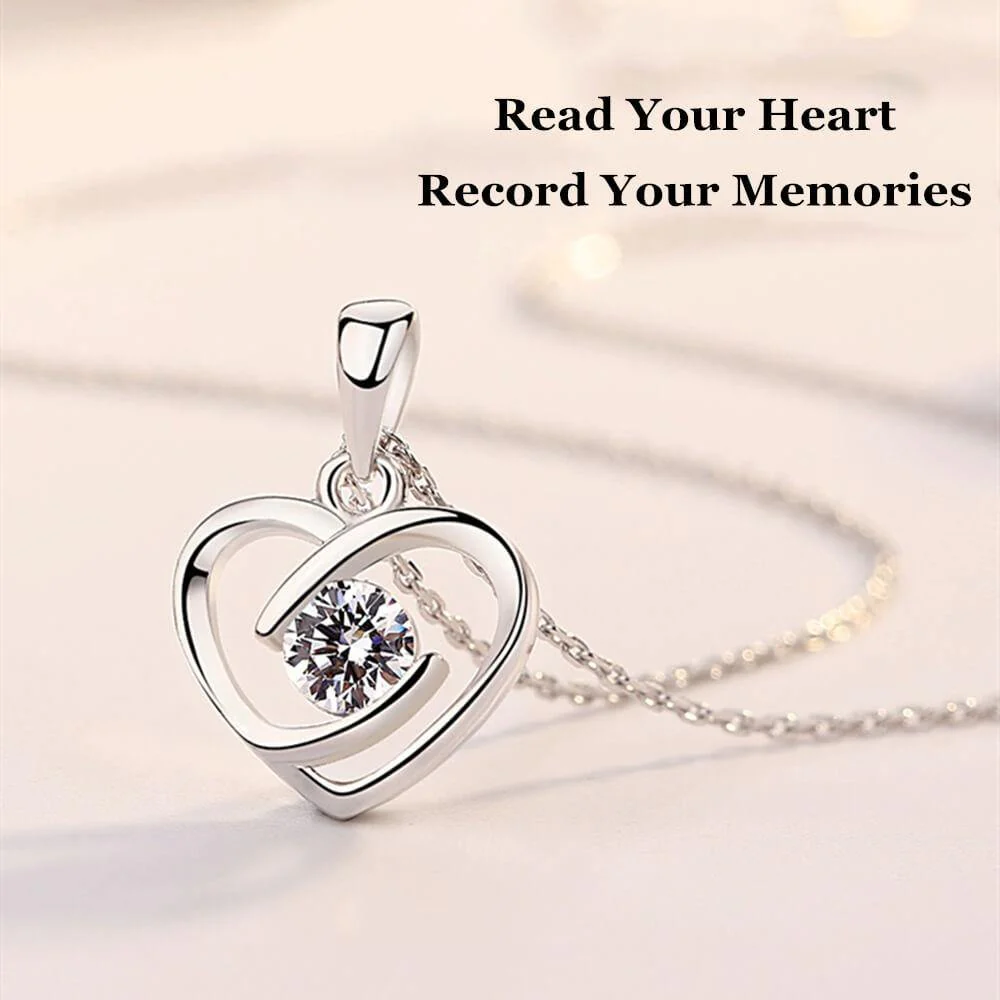 Round Moissanite Heart-Shaped Sterling Silver Necklace - Image 9