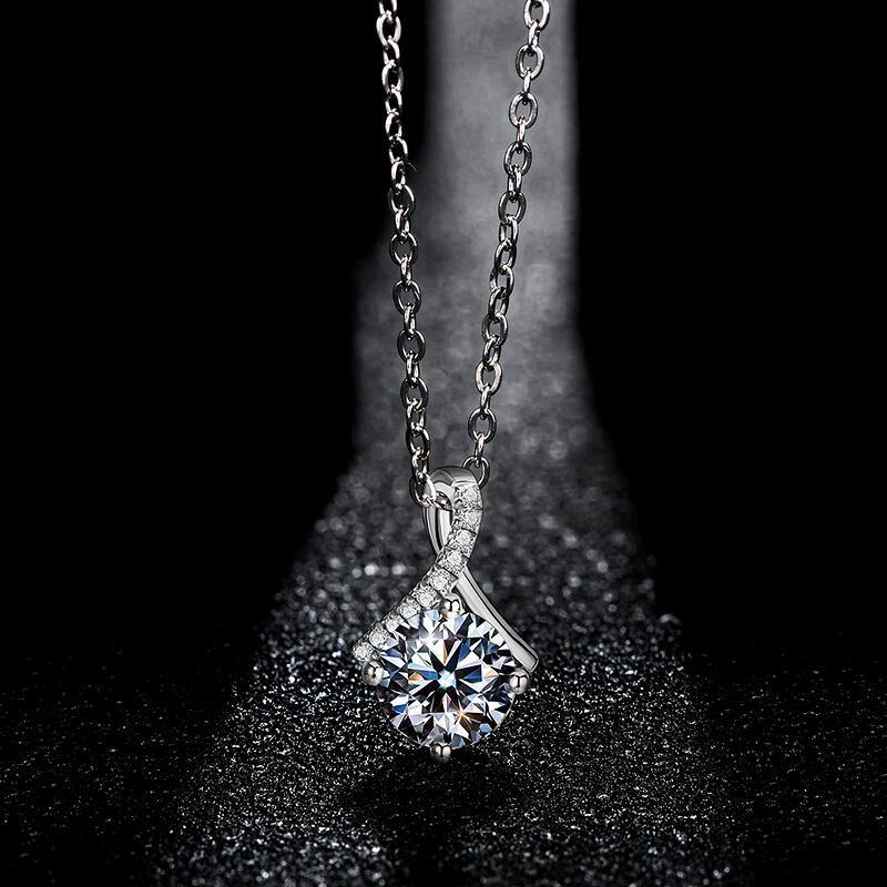 Moissanite fashion fork sterling silver necklace - Image 4