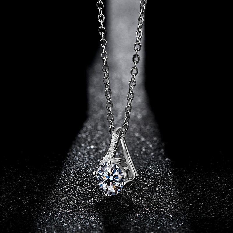 Moissanite fashion fork sterling silver necklace - Image 5