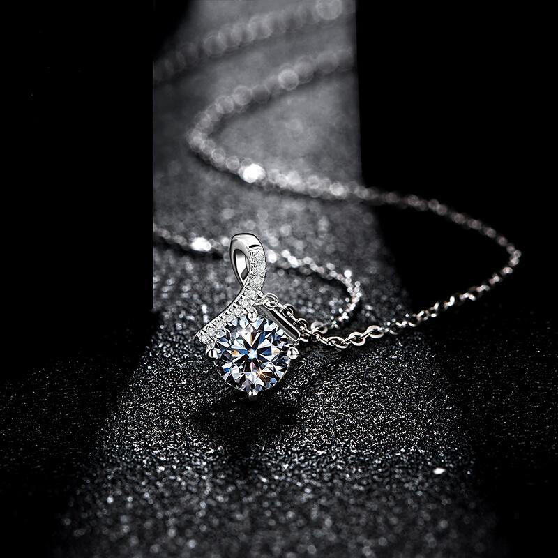 Moissanite fashion fork sterling silver necklace - Image 6