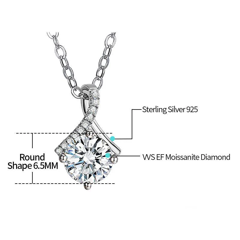 Moissanite fashion fork sterling silver necklace - Image 7