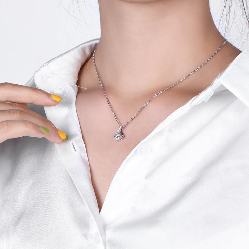 Moissanite fashion fork sterling silver necklace - Image 8