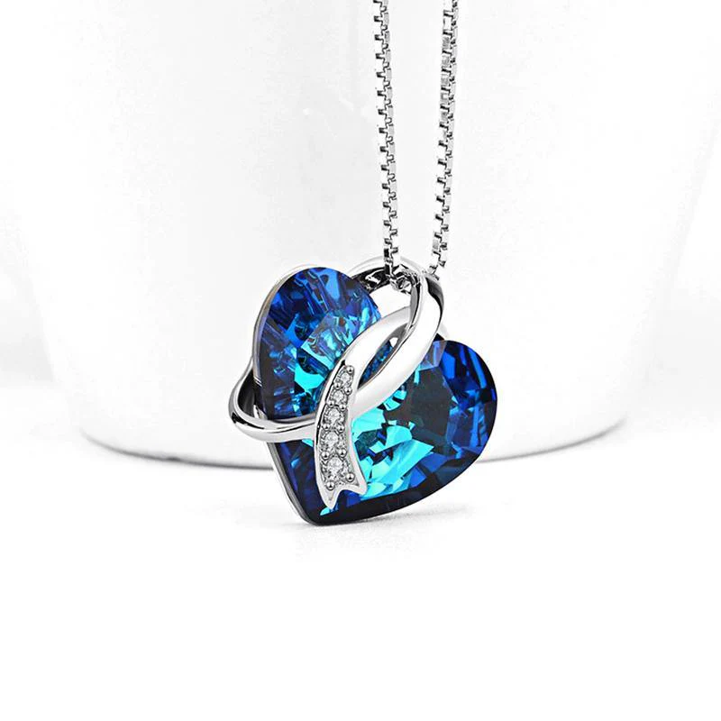 Cross Heart-Shaped Crystal Sterling Silver Necklace - Image 3