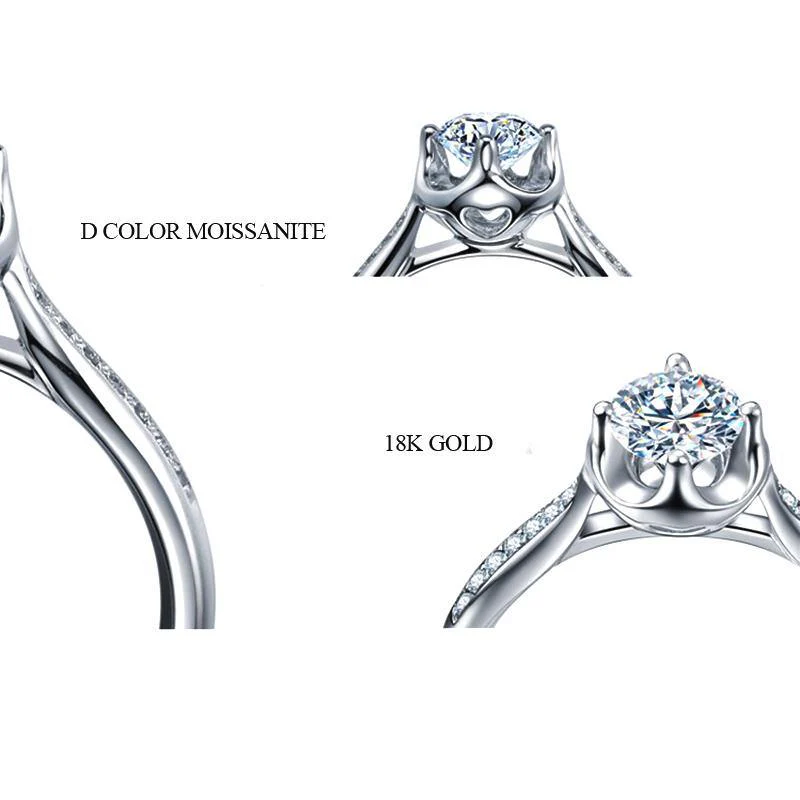 Modern 4-Prong Round Moissanite Pave Gold Engagement Ring - Image 8