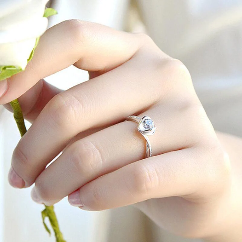 Floral Swirl Round Moissanite Pave Gold Engagement Ring - Image 3