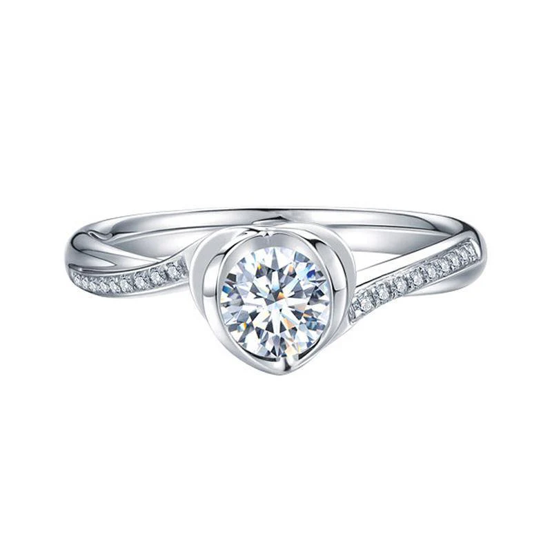 Floral Swirl Round Moissanite Pave Gold Engagement Ring - Image 8