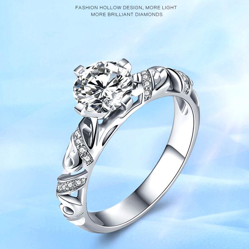 Luxury Vintage Round Moissanite Gold Engagement Ring - Image 3