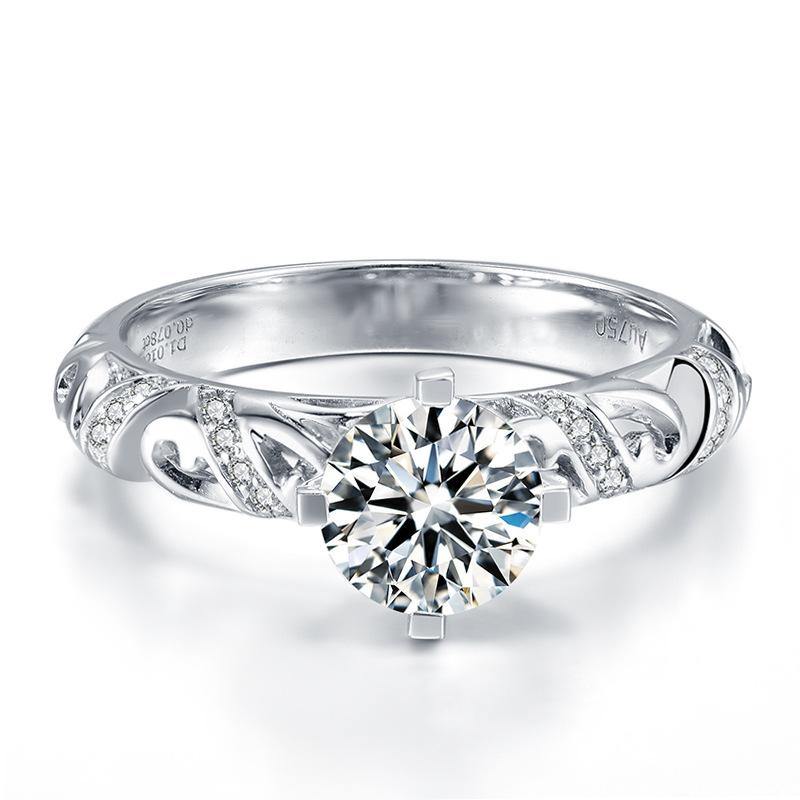 Luxury Vintage Round Moissanite Gold Engagement Ring - Image 4