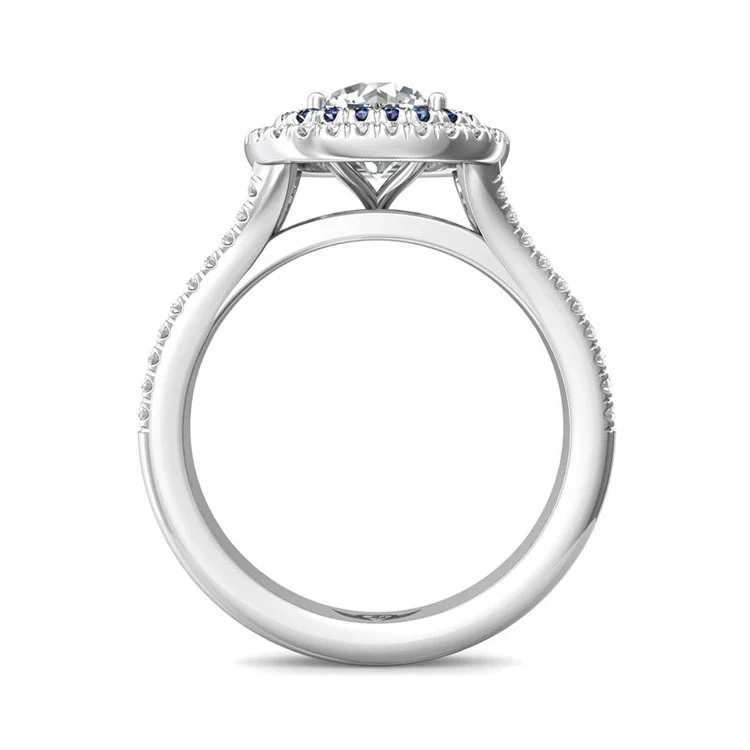 Double Halo Moissanite Split Shank Pave Engagement Ring - Image 4
