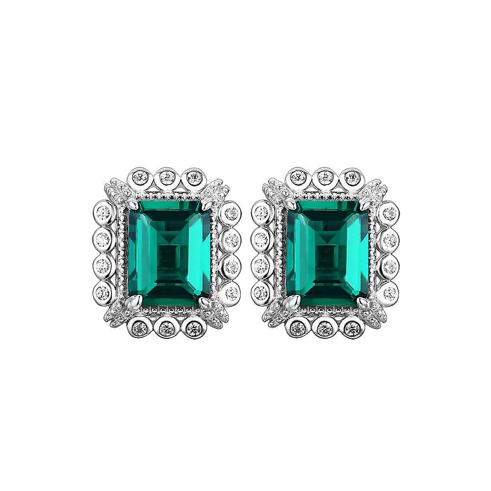 Emerald Cut Lab Created Emerald Classic Luxury Sterling Silver Necklace - Image 8