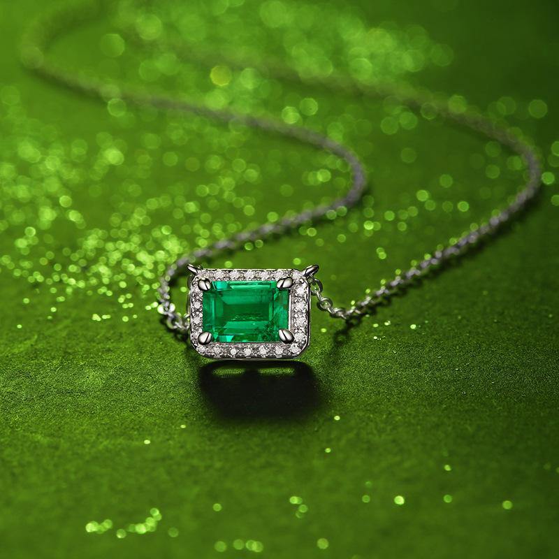 Emerald series sterling silver square necklace - Image 4