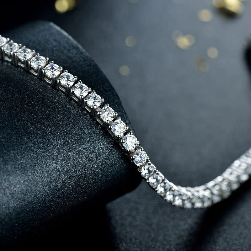 Fashion Round Moissanite Tennis Sterling Silver Bracelet - Image 3