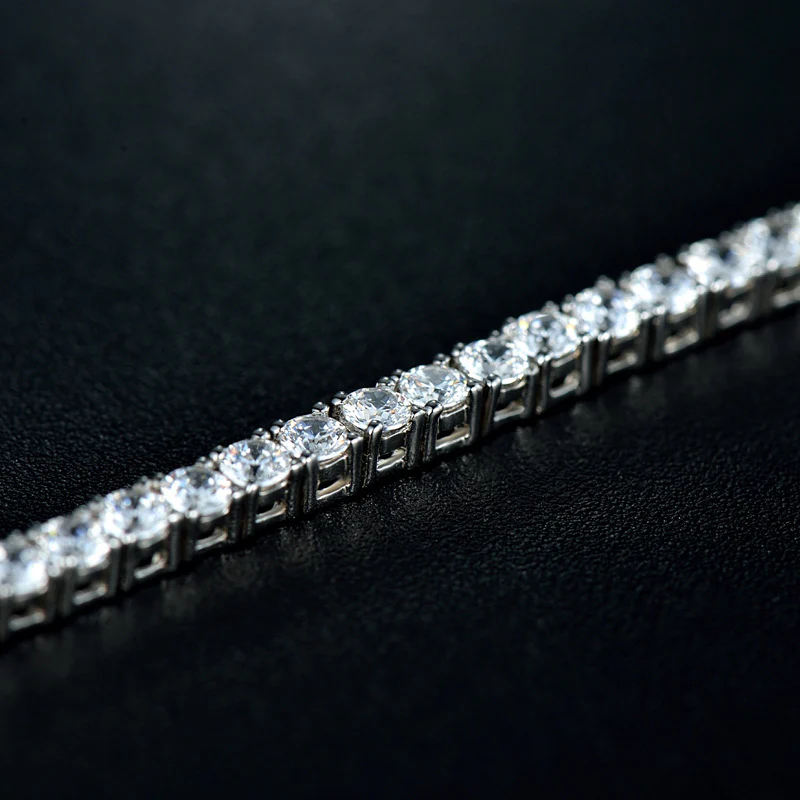Fashion Round Moissanite Tennis Sterling Silver Bracelet - Image 4