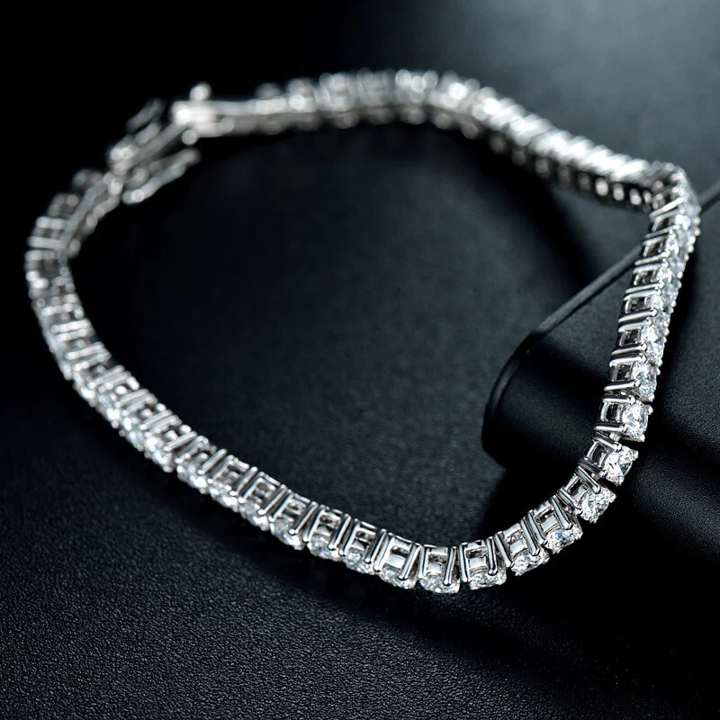 Fashion Round Moissanite Tennis Sterling Silver Bracelet - Image 5