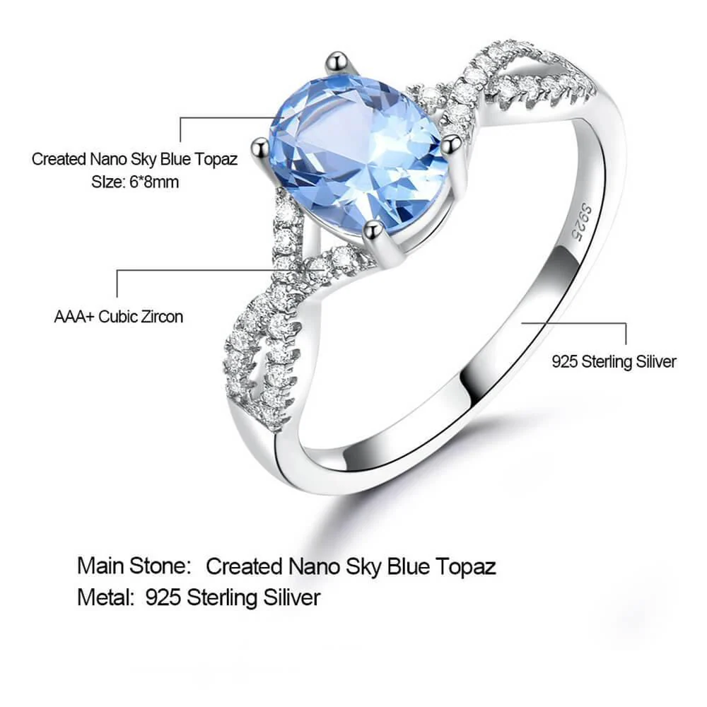 Oval Birthstone Infinity Pave Sterling Silver Ring - Image 12