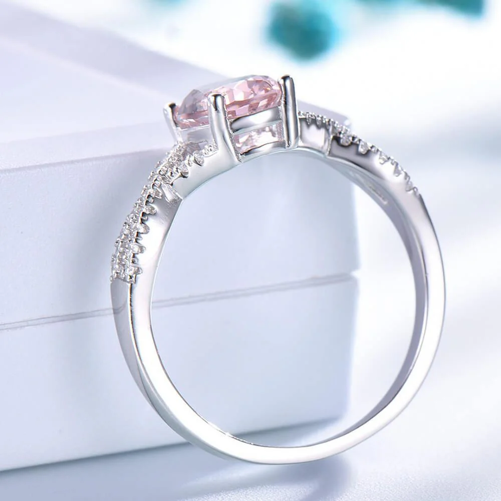 Oval Birthstone Infinity Pave Sterling Silver Ring - Image 4