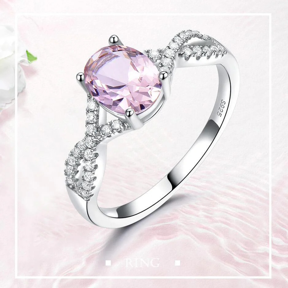 Oval Birthstone Infinity Pave Sterling Silver Ring - Image 6