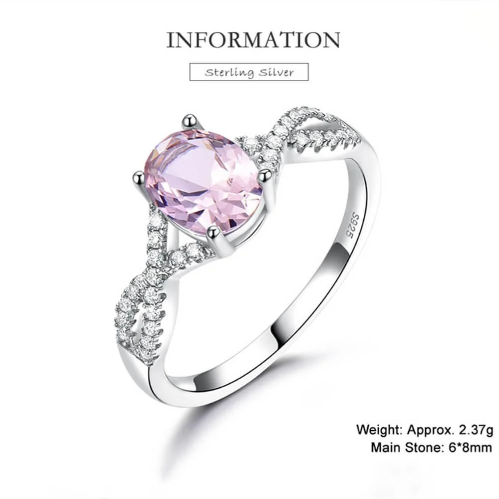 Oval Birthstone Infinity Pave Sterling Silver Ring - Image 7