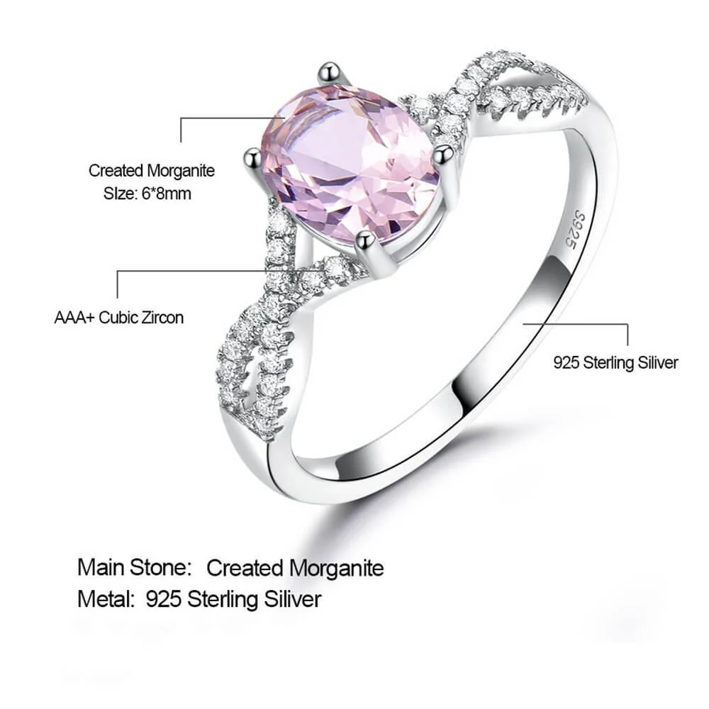 Oval Birthstone Infinity Pave Sterling Silver Ring - Image 8