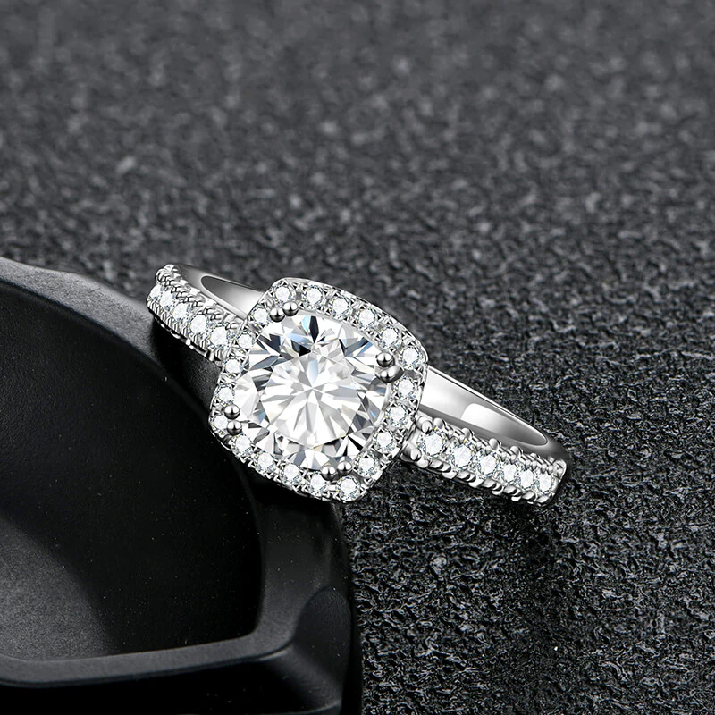 Halo Cushion Moissanite Pave Engagement Ring - Image 3