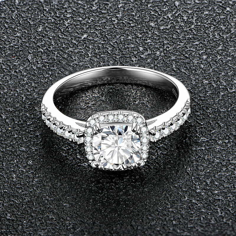 Halo Cushion Moissanite Pave Engagement Ring - Image 4