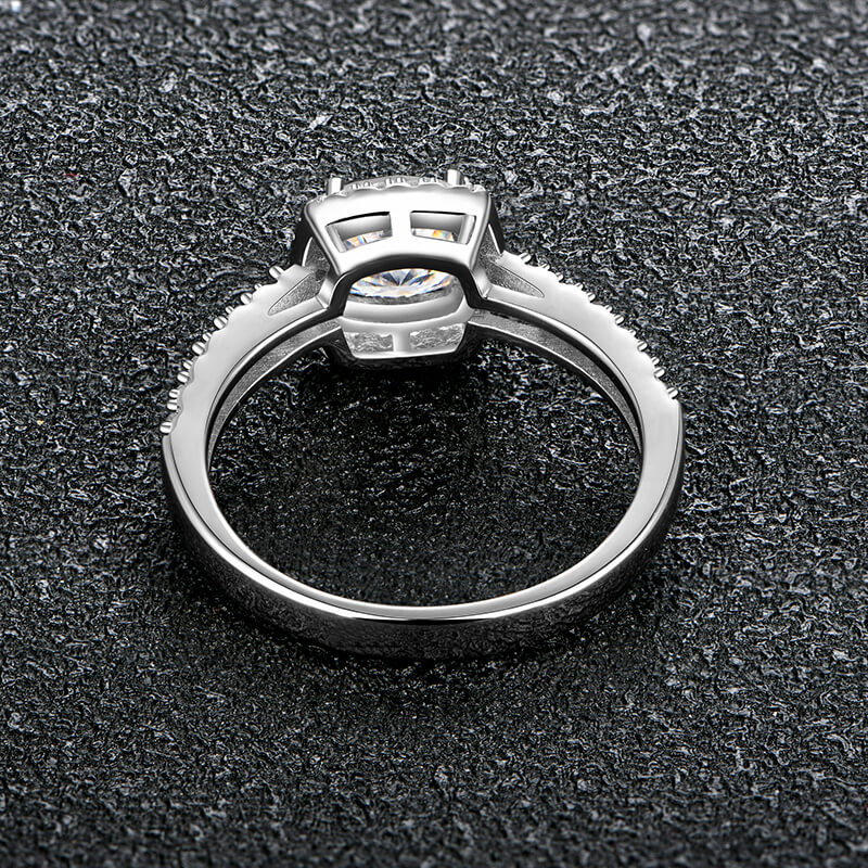 Halo Cushion Moissanite Pave Engagement Ring - Image 5