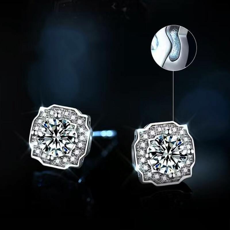 Heart Arrows Cut Moissanite Sterling Silver Earrings - Image 5