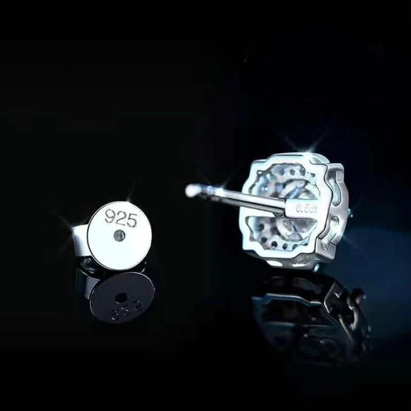 Heart Arrows Cut Moissanite Sterling Silver Earrings - Image 6