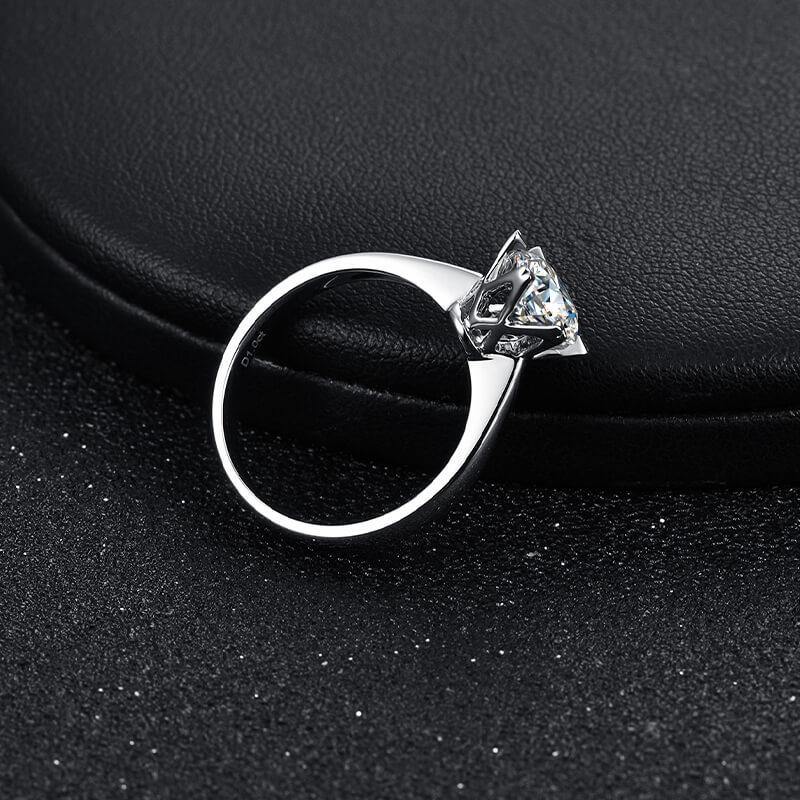 Classic Solitaire Round Cut Moissanite Sterling Silver Ring - Image 3
