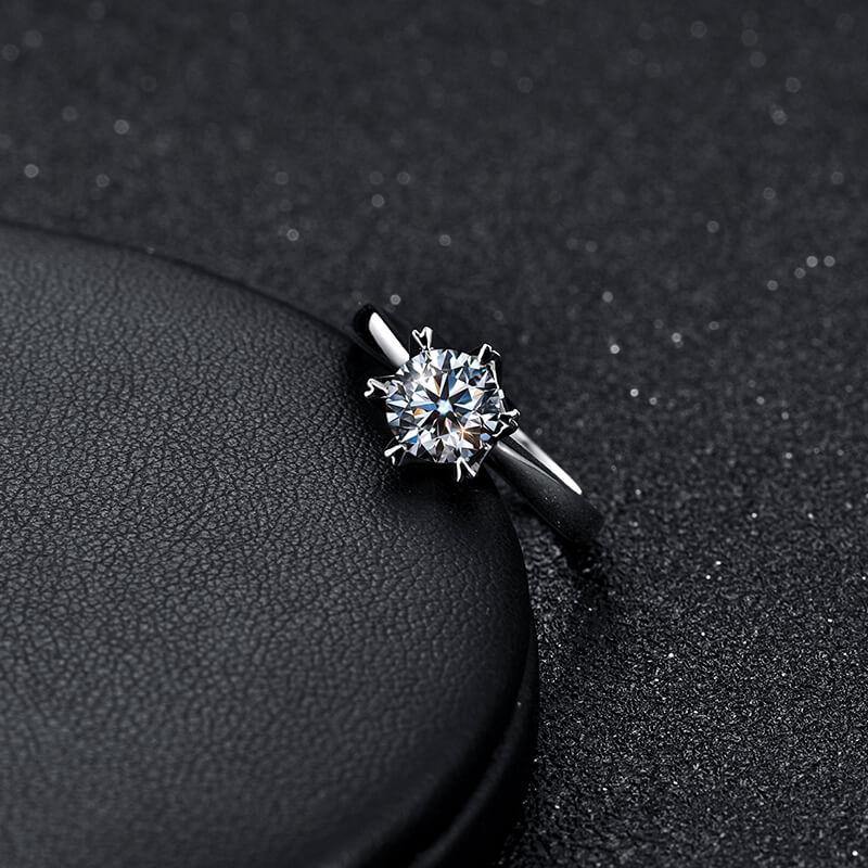 Classic Solitaire Round Cut Moissanite Sterling Silver Ring - Image 5