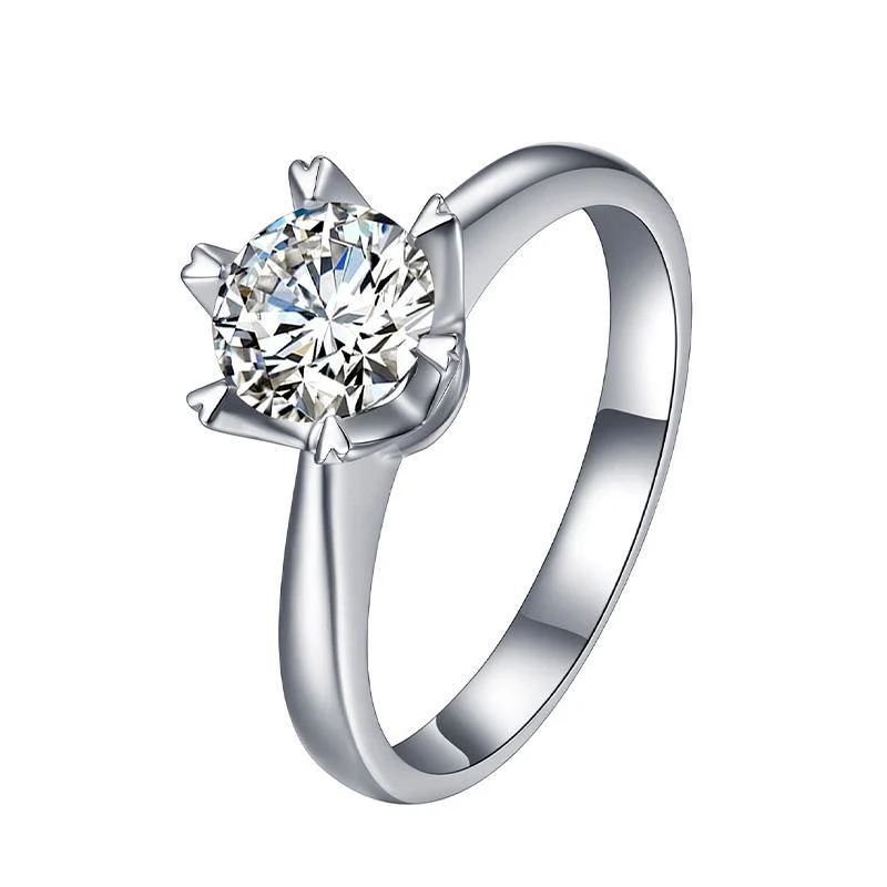 Classic Solitaire Round Cut Moissanite Sterling Silver Ring - Image 6