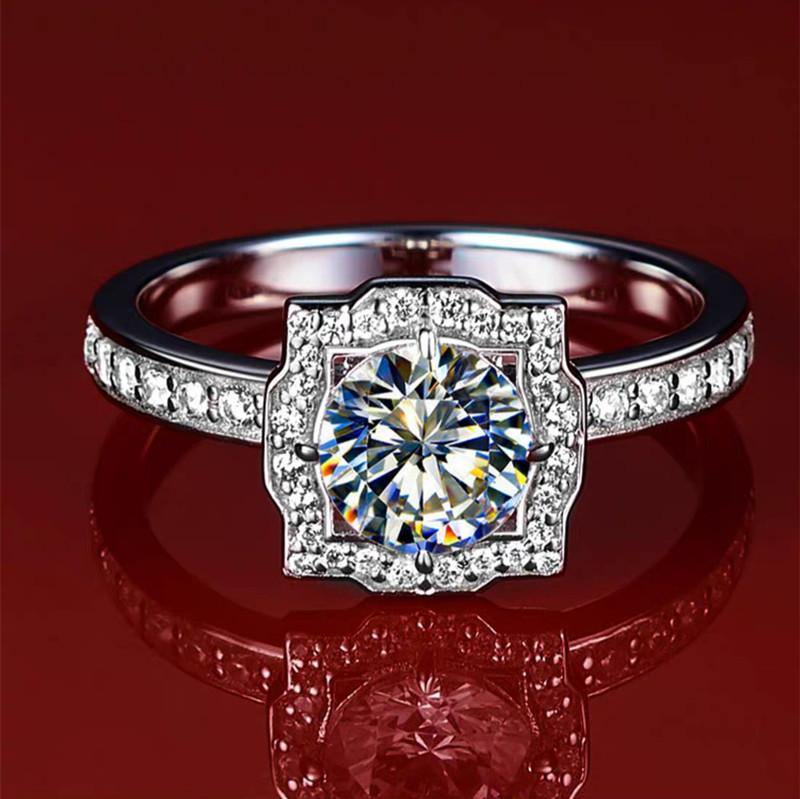 Halo Round Cut Moissanite Pave Engagement Ring - Image 4